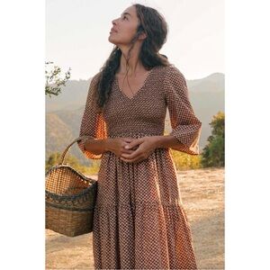 Christy Dawn Brown Printed Midi Dress